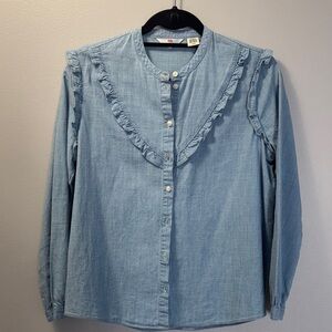 Levi's Light Blue Button Down Shirt with Ruffles